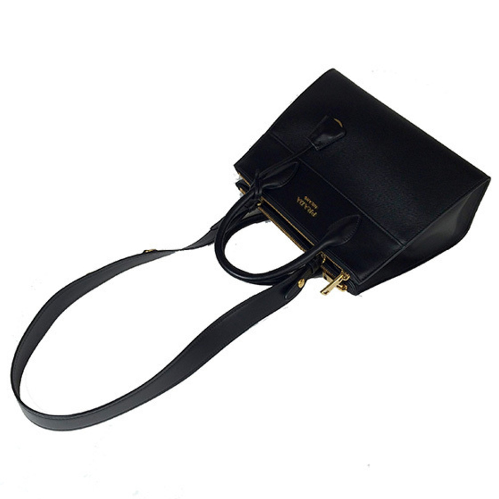 Prada Saffiano Calf Leather Paradigm Black 2way Handbag - Picture 6 of 6